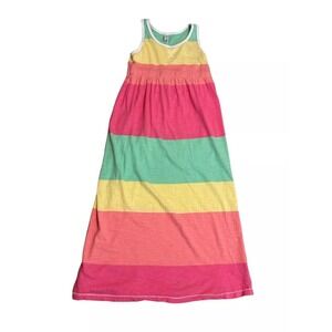 Old Navy Girls Medium Sherbet Color Stripe‎ Maxi Dress Rainbow Beach Easter Fun